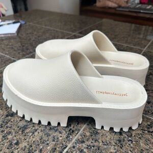 Jeffrey Campbell Cream Platform Mules